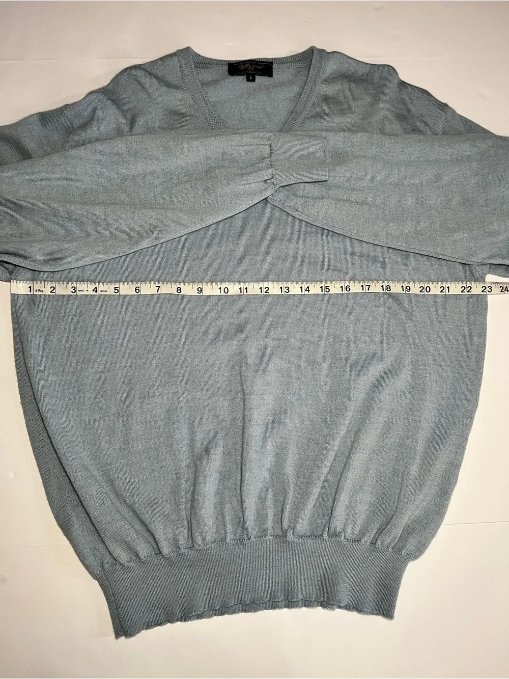 Bobby Jones Blue Merino Wool V-Neck Sweater Size Large Made in Italy